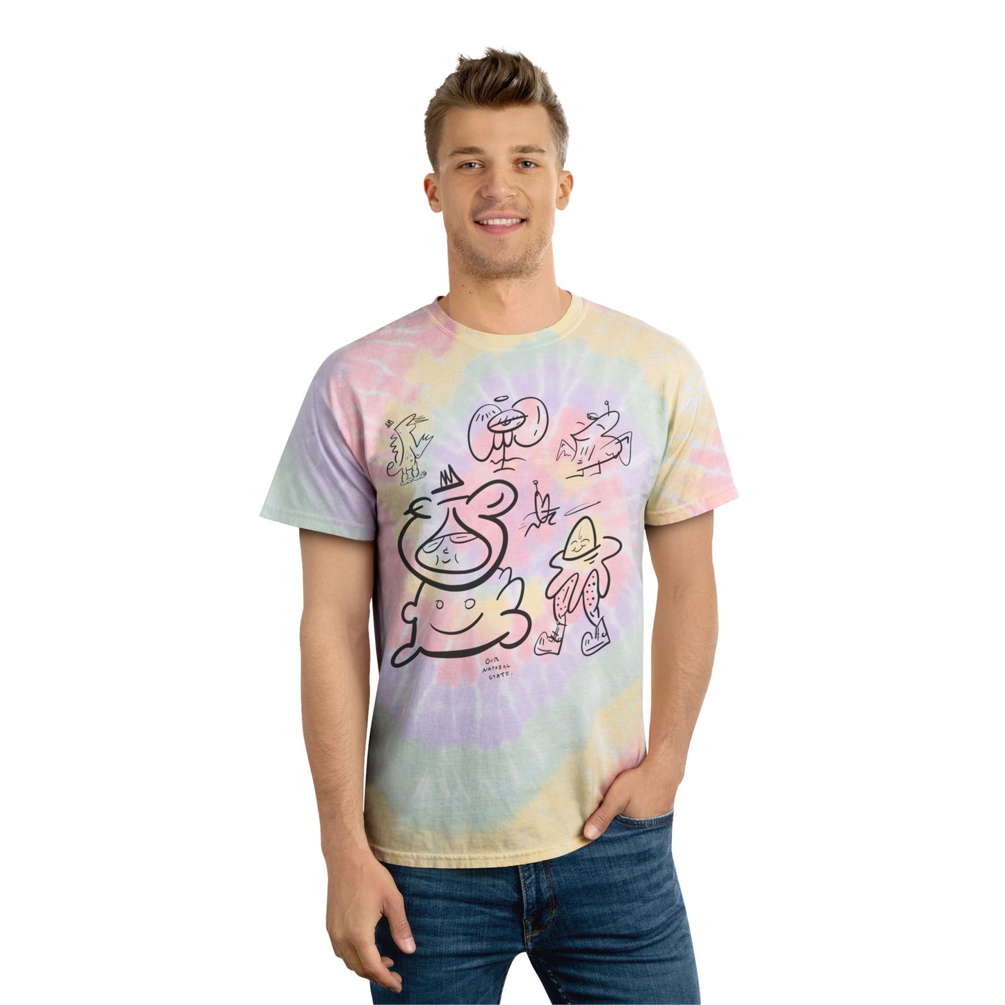 Fans -only - Spiral Tie Dye Tee, Colorful Casual Wear for Festivals, Summer Vibes, Gift for Teens, Boho Style, from OurNaturalState.