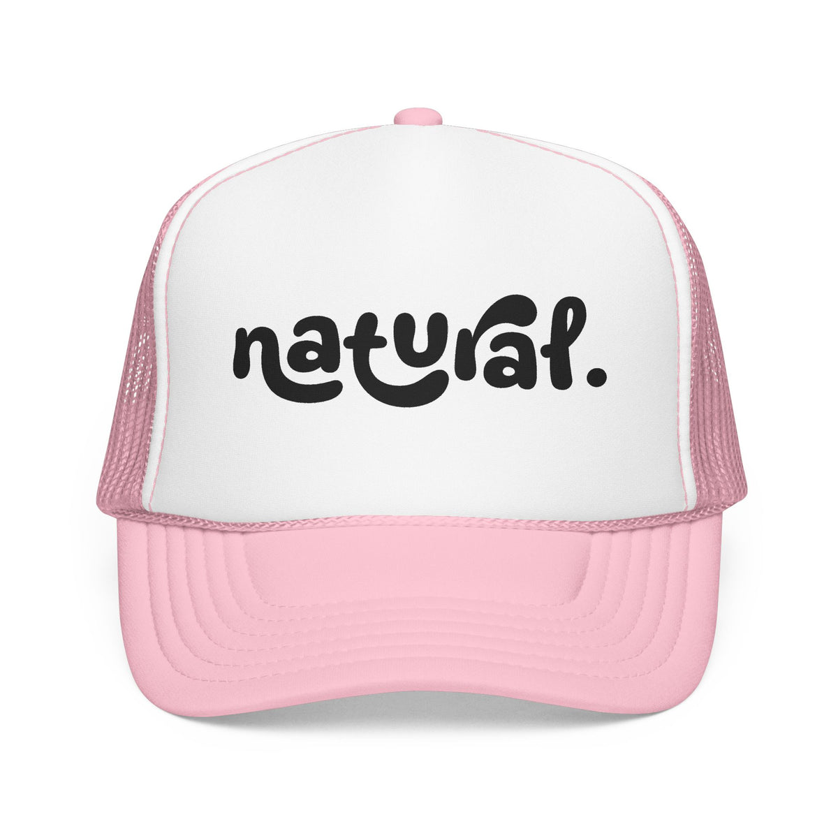 Natural - Foam Trucker Hat Retro Script Eco Vibe Mesh Cap