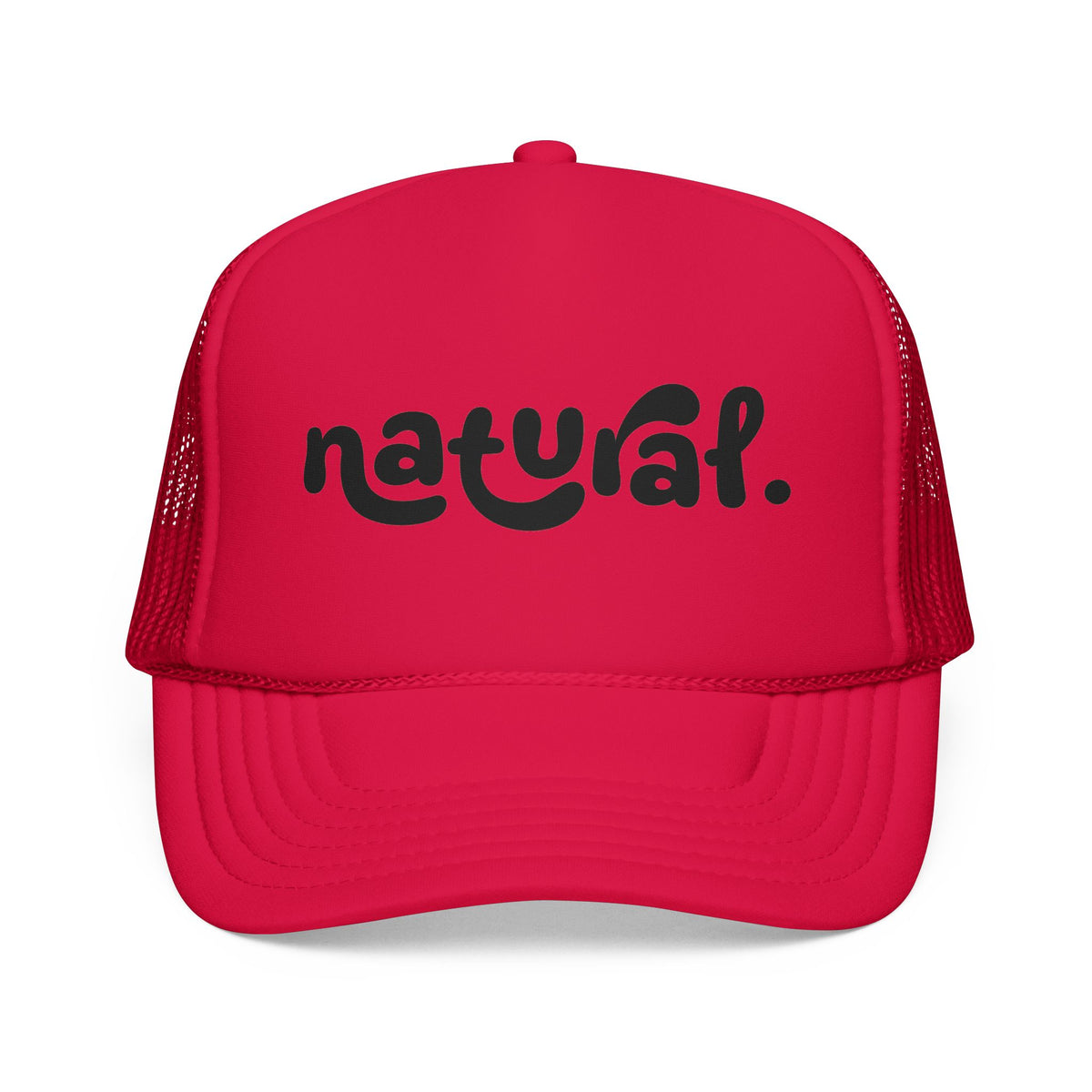Natural - Foam Trucker Hat Retro Script Eco Vibe Mesh Cap