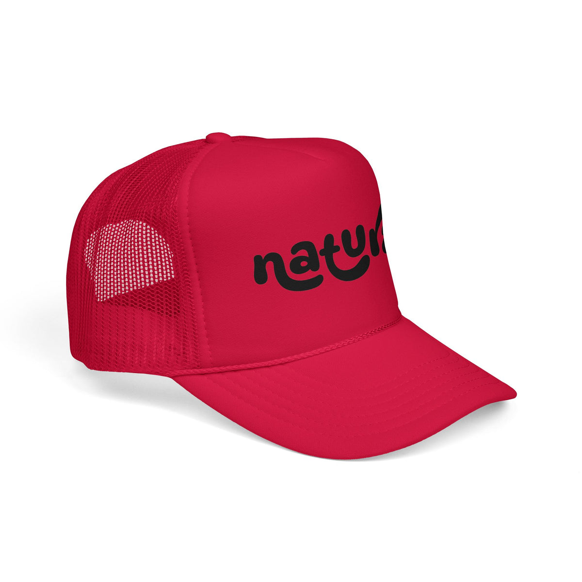 Natural - Foam Trucker Hat Retro Script Eco Vibe Mesh Cap